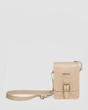 Beige Doctor Martens Carrara Leather Vertical Crossbody Bag (Carrara) | EC42-Y8WA