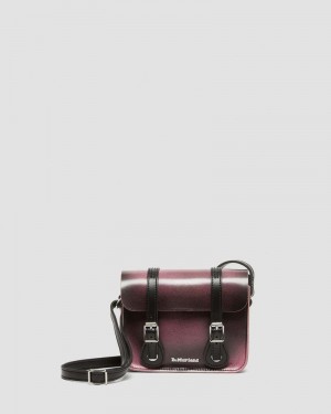 Black+Fondant Pink Doctor Martens 7 Inch Distressed Leather Crossbody Bag (Two Tone Rub Off+Kiev) | EA84-W4MS