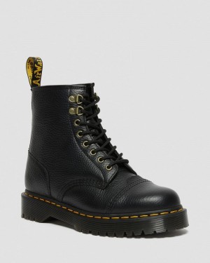 Black Doctor Martens 1460 Bex Fleece-Lined Leather Lace Up Boots (Milled Nappa) | YE86-W8GJ