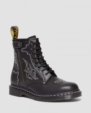 Black Doctor Martens 1460 Gothic Americana Leather Lace Up Boots (Wanama) | TO16-I1NJ