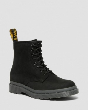 Black Doctor Martens 1460 Mono Milled Nubuck Leather Lace Up Boots (Milled Nubuck Wp) | IN85-S9OH