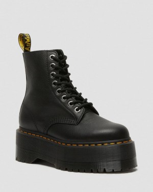 Black Doctor Martens 1460 Pascal Max Leather Platform Boots (Pisa) | HQ84-K6EU