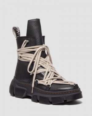 Black Doctor Martens 1460 Rick Owens DMXL Megalace Leather Lace Up Boots (Lunar) | NS43-G0AO