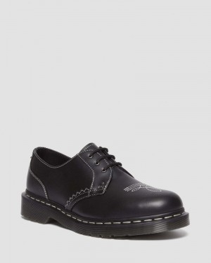 Black Doctor Martens 1461 Gothic Americana Leather Oxford Shoes (Wanama) | EF36-E0BU