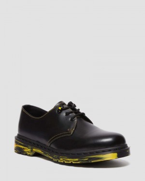 Black Doctor Martens 1461 Marbled Sole Leather Oxford Shoes (Smooth Leather) | BU64-L4UD