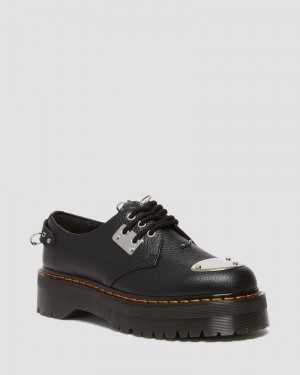 Black Doctor Martens 1461 Piercing Milled Nappa Leather Platform Shoes (Milled Nappa) | YL35-V6RO