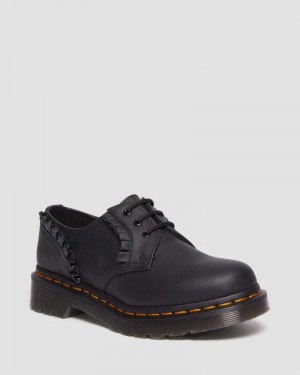 Black Doctor Martens 1461 - Frill Nappa Leather Oxford Shoes (Nappa Leather) | PN99-D5GT