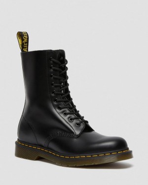 Black Doctor Martens 1490 Smooth Leather Mid Calf Boots (Smooth Leather) | VP67-X4JM