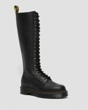 Black Doctor Martens 1B60 Bex Pisa Leather Knee High Boots (Pisa) | HZ90-R8XE