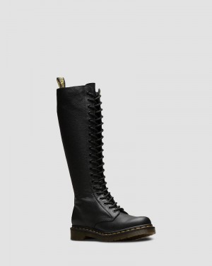 Black Doctor Martens 1B60 Virginia Leather Knee High Boots (Virginia) | EY38-K9WE