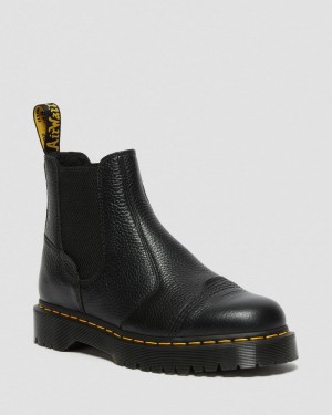 Black Doctor Martens 2976 Bex Fleece-Lined Platform Chelsea Boots (Milled Nappa) | DK90-C7HB