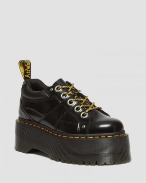 Black Doctor Martens 5-Eye Max Buttero Leather Platform Shoes (Buttero) | GV67-K1XY