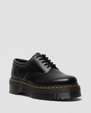 Black Doctor Martens 8053 Leather Platform Casual Shoes (Polished Smooth) | CP93-J6NU