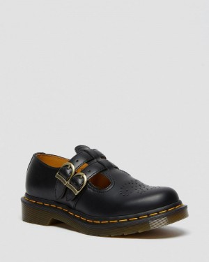 Black Doctor Martens 8065 Smooth Leather Mary Jane Shoes (Smooth Leather) | SE65-X3VD