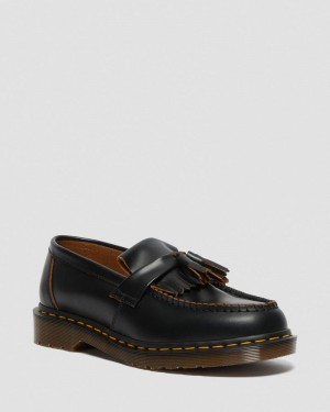 Black Doctor Martens Adrian Made in England Quilon Leather Tassel Loafers (Quilon) | ET37-B0GK