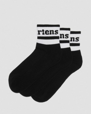 Black Doctor Martens Athletic Logo Cotton Blend Short 3-Pack Socks (Cotton Blend) | QQ33-V7KV