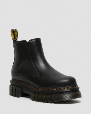 Black Doctor Martens Audrick Nappa Leather Platform Chelsea Boots (Nappa Lux) | YY80-G7SS