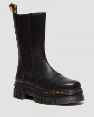 Black Doctor Martens Audrick Tall Nappa Leather Platform Chelsea Boots (Nappa Lux) | KX23-E1KQ