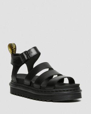 Black Doctor Martens Blaire - Brando Leather Strap Sandals (Brando) | ZS33-K4NC