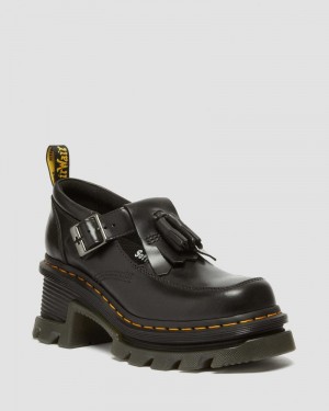 Black Doctor Martens Corran Atlas Leather Mary Jane Heeled Shoes (Atlas) | DX24-T5CH