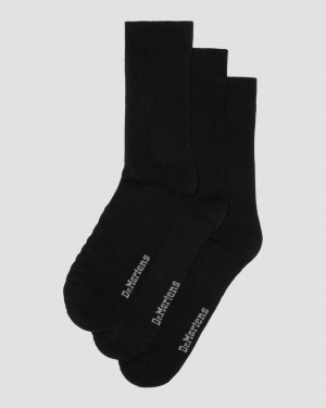 Black Doctor Martens Double Doc Organic Cotton Blend 3-Pack Socks (Cotton Blend) | GR53-C9VT