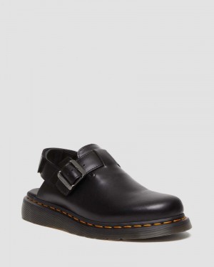 Black Doctor Martens Jorge II Brando Leather Slingback Mules (Brando) | WO43-T2VC