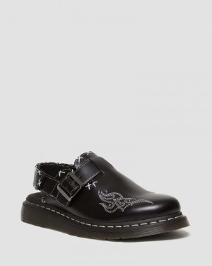 Black Doctor Martens Jorge II Gothic Americana Leather Slingback Mules (Atlas) | KW09-X4GO