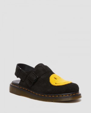 Black Doctor Martens Jorge Smiley Napped Suede Slingback Mules (Long Napped Suede) | CG94-K2RZ