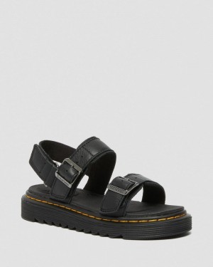 Black Doctor Martens Junior Kyle Leather Sandals | CG46-K0QF