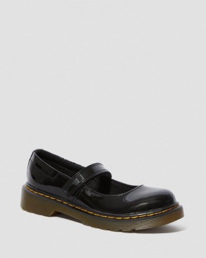 Black Doctor Martens Junior Maccy Patent Leather Mary Jane Shoes (Patent Leather) | SE72-E8DW