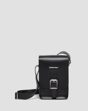 Black Doctor Martens Leather Vertical Crossbody Bag (Kiev & Smooth) | OC29-M3KU