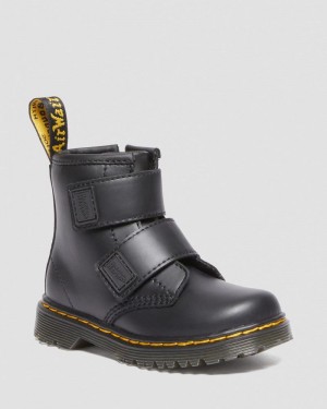 Black Doctor Martens Toddler 1460 Double Strap Leather Boots (Romario) | TK76-Q4AA