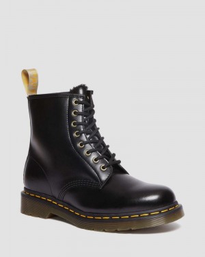 Black Doctor Martens Vegan 1460 Faux Fur Lined Lace Up Boots (Norfolk Vegan) | UO32-V8TK