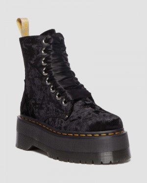 Black Doctor Martens Vegan Jadon Boot Max Crushed Velvet Platforms (Crushed Velvet) | CT68-M2WJ