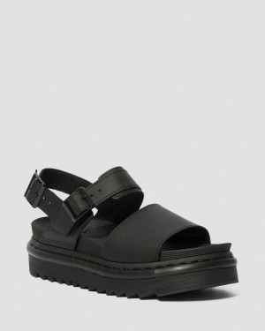 Black Doctor Martens Voss - Leather Strap Sandals (Hydro Leather) | LR69-H1KS