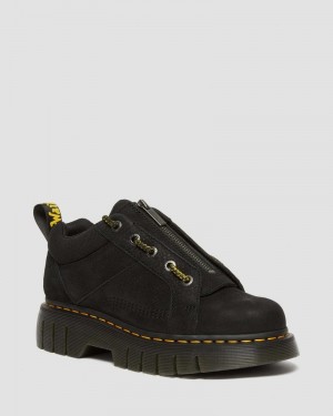 Black Doctor Martens Woodard Tumbled Nubuck Leather Low Casual Boots (Titan) | EQ23-U0TC