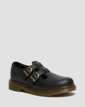 Black Doctor Martens Youth 8065 Softy T Leather Mary Jane Shoes (Softy T) | WH67-F1MH