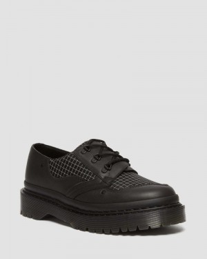 Black / Black / White Doctor Martens 1461 Bex Ripstop Grid Oxford Shoes (Sorento+Grip Ripstop) | ZO51-Q6AM