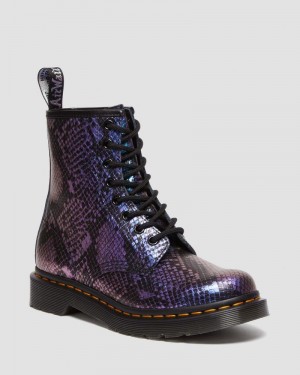 Black / Multi Doctor Martens 1460 Snake Print Emboss Leather Lace Up Boots (Viper Croc Emboss) | HI53-W6PK