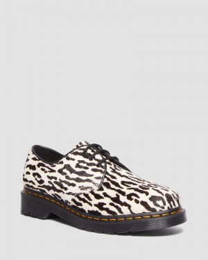 Black / White Doctor Martens 1461 Wacko Maria Hair-On Oxford Shoes (Hair On) | IZ20-E4VM