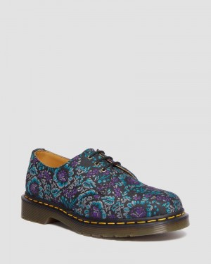 Black/purple Doctor Martens 1461 Floral Jacquard Oxord Shoes (Floral Jacquard) | LX57-X1XK