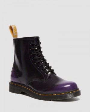 Black/rich Purple Doctor Martens Vegan 1460 Lace Up Boots (Oxford Rub Off) | OW11-P8JS