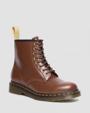 Brown Doctor Martens Vegan 1460 Faux Fur Lined Lace Up Boots (Norfolk Vegan) | AS95-P2IJ