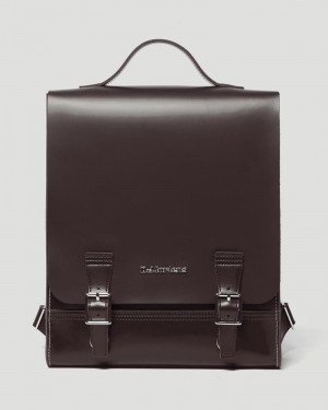 Burgundy Doctor Martens Leather Box Backpack (Kiev) | RN10-N0YT