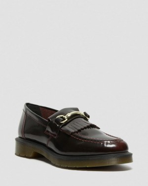 Cherry Red Doctor Martens Adrian Snaffle Smooth Leather Kiltie Loafers (Arcadia) | GX86-A4UD