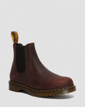 Chestnut Doctor Martens 2976 Waxed Full Grain Leather Chelsea Boots (Waxed Full Grain) | IA48-I9DZ