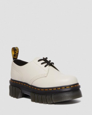 Cobblestone Grey Doctor Martens Audrick Nappa Leather Platform Shoes (Nappa Lux) | JU92-J2LB