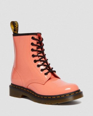 Coral Doctor Martens 1460 - Patent Leather Lace Up Boots (Patent Leather) | UF47-D9QL