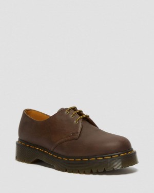 Dark Brown Doctor Martens 1461 Bex Crazy Horse Leather Oxford Shoes (Crazy Horse) | PC25-X5JR