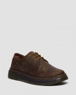 Dark Brown Doctor Martens Crewson Lo Crazy Horse Leather Casual Shoes (Crazy Horse) | FQ46-O5PQ